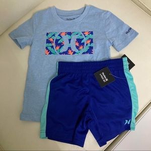 Hurley Blue colorful Boy Tee Shorts Set 6001